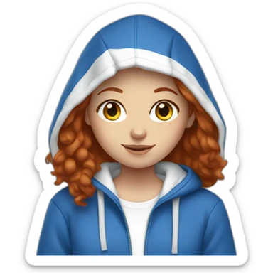 Israeli redhead girls in blue and white hoodie sticker