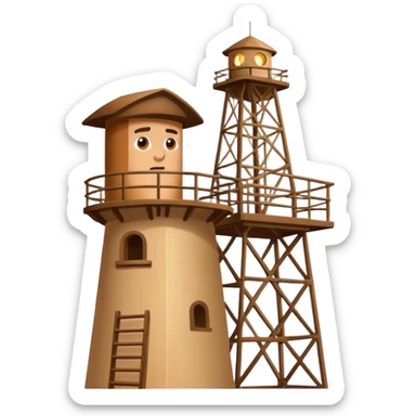 Man looking out of watchtower sticker