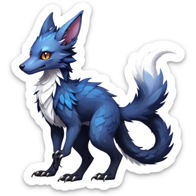Epic Feral Rare Fantasy shiny dark Vernid-Sergal-Trico-species by LiLaiRa, random markings, tufted tail, tufted ears, full body sticker