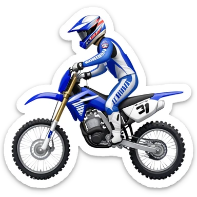 Moto cross bleu et blanc yamaha  sticker