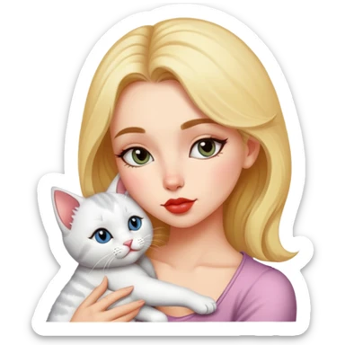 A pretty alternative woman kissing a kitty on the forehead so tenderly sticker