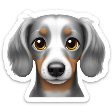 Fluffy dachshund white and grey sticker