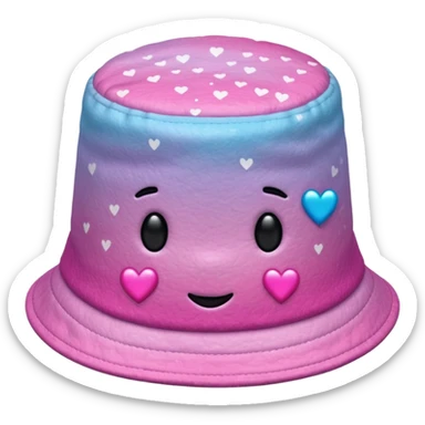 Pink ombre bucket hat with hearts and glitter sticker