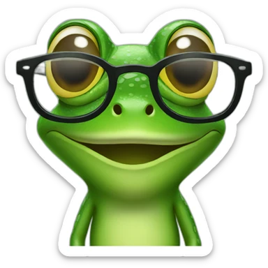 Frog wearing frame glasses sticker