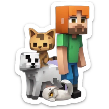 Minecraft character with a dead cat sticker