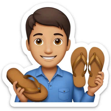 Smile, emoji, holding a chappal sticker