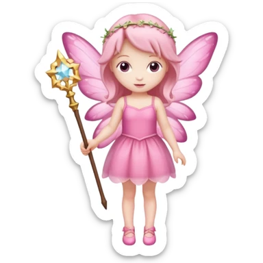 full body of little pink fairy sticker