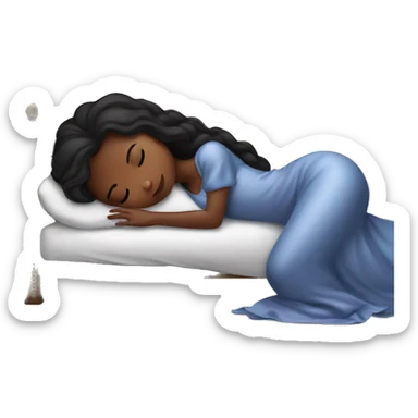 sleeping beauty brunette black girl with a silk pillow sticker