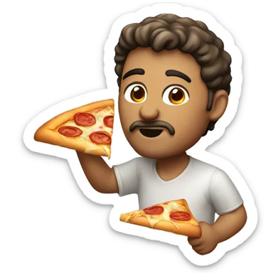 italian guy eating pizza sticker