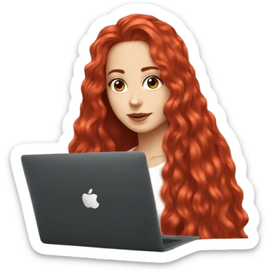 Beautiful red long hair aesthetic girl laptop sticker