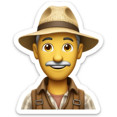 Realistic toon Human Adult Farmer, toon match game 3D character rendered sticker