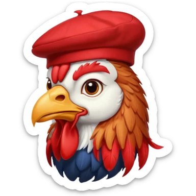 rooster wearing beret sticker