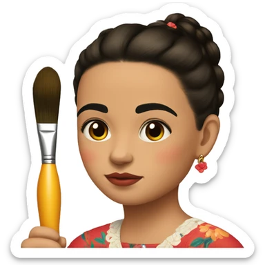 frida calo as a kid with paintbrush sticker