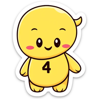 cute number 4 character winking sticker