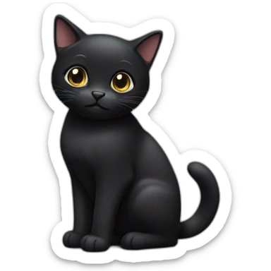 small shy black cat sticker