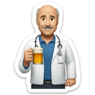 Dr Phil with a beer sticker