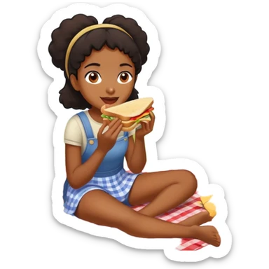 Black girl having a picnic sticker