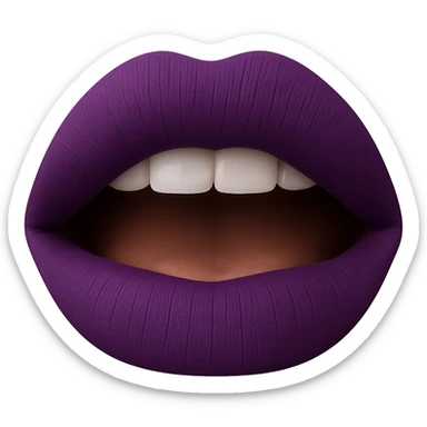 Create a realistic lipstick emoji with a matte finish and purple lipstick. The image should have no background and be in a photorealistic style. sticker