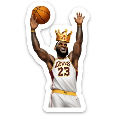Lebron James wearing a crown dunking sticker