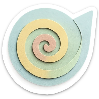 spiral sea shell, soft pastel colors, layered paper effect sticker