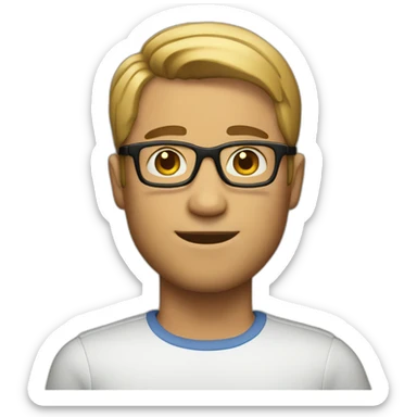 Dark blond guy with a buzz-haircut and glasses and a really short beard sticker