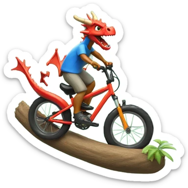 Dragon riding a mountain bike on a bonsai pipeline sticker