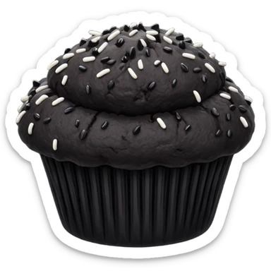 black coloured muffin with black topping sticker