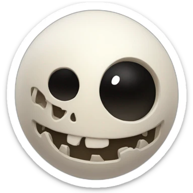 3d sphere with a cartoon Wither Skeleton skin texture with big thoughtful eyes sticker