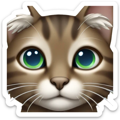 Dark brown tabby cat with blue green eyes  with angel wings  sticker