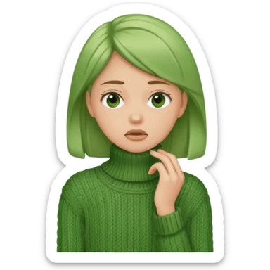 girl has sore throat in green sweater sticker