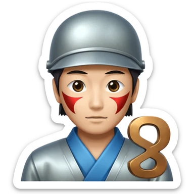 Generate a image combining a japanese guy and the letter "S", make it with correlating the lol's elos, starting from the Iron elo sticker