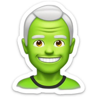 Michael “Flea” Balzary face, with neon green short hair, smiling with gap in front teeth, bass player for Red Hot Chili Peppers sticker