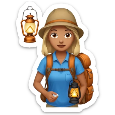 Woman + lantern,Mountain Campers. sticker