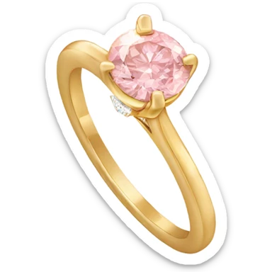 Gold engagement ring with light pink diamond  sticker