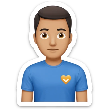 Now make a men who wears blue t shirt and on t shirt it is written mayank sticker