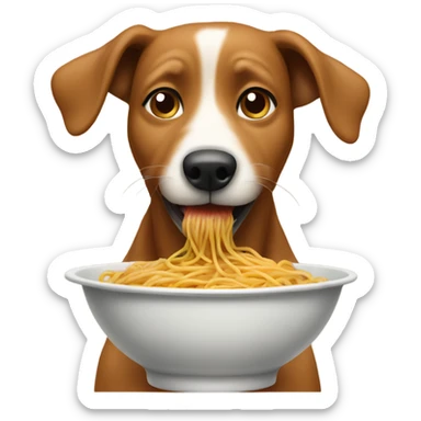 dog eating spaghetti sticker