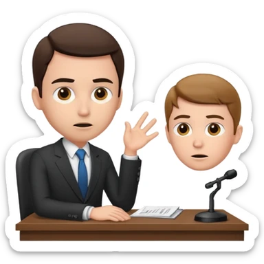 un recruteur qui pose une question à son bureau à un candidat sticker