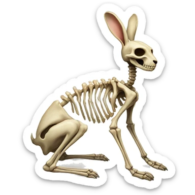 A full-length rabbit skeleton with crosses over its eyes sticker
