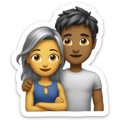 Fille et garçon embrasse sticker