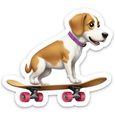 Dog pooping on a skateboard sticker