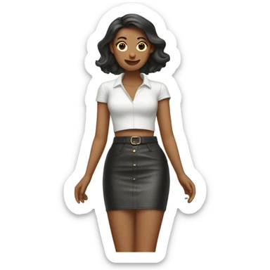White High waisted leather skirt isolated sticker