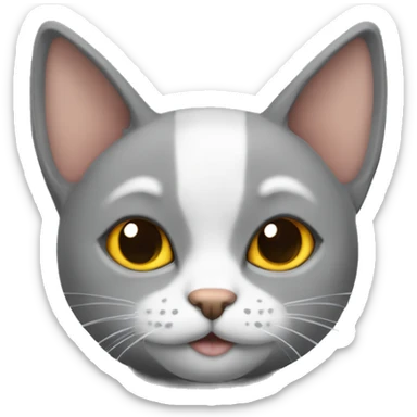 Gato gris con pollo  sticker