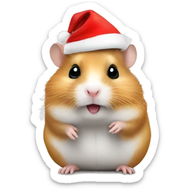 Hamster with a christmas hat sticker
