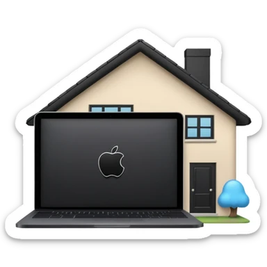 blob holding black macbook infront of home which is used in slack sticker