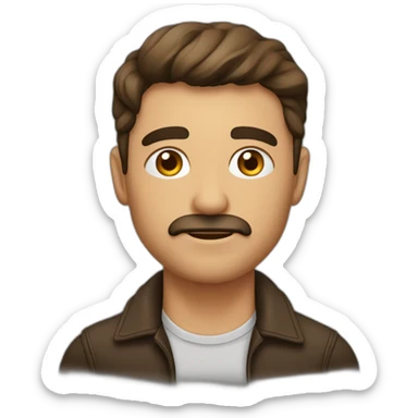 Hombre español, pelo de punta con canas, ojos marrones, sticker