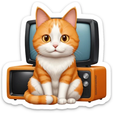 Cat watching tv sticker