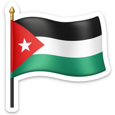 Syria's tricolour design, with green on top, black on the bottom, and three red stars filling the white stripe in the middle sticker