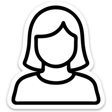 icon style illustration of a woman with blue hair, minimal and modern sticker