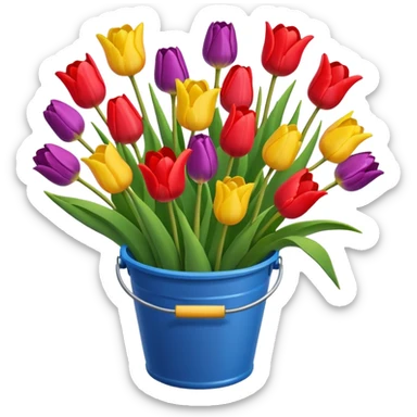 a bucket of tulips sticker