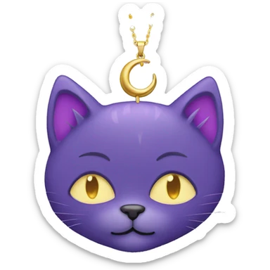Purple cat with half moon necklace named catnap sticker